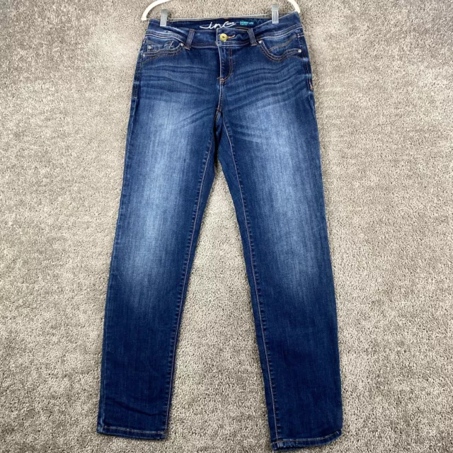 INC Denim Skinny Leg Curvy Fit Jeans Women's 6 Blue Low Rise Dark Wash