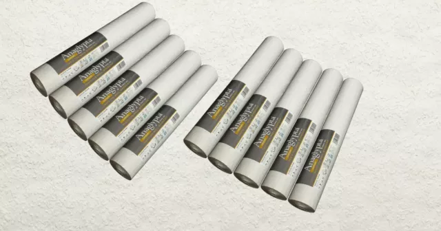 10 X Tuff Stuff Woodchip Wallpaper White Paintable Medium Grade Paste Wall