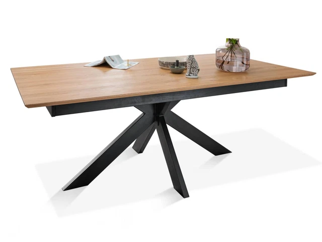 AUSZIEHBARER MASSIVHOLZTISCH WILDEICHE Tisch TAMIRO Esstisch 160x90 ...