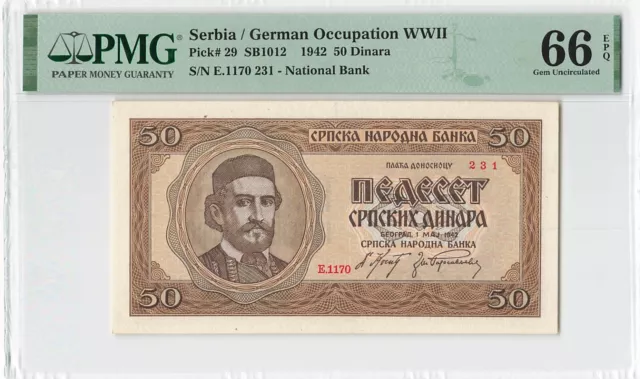 Serbia 50 Dinara 1942 P-29 PMG 66 EPQ