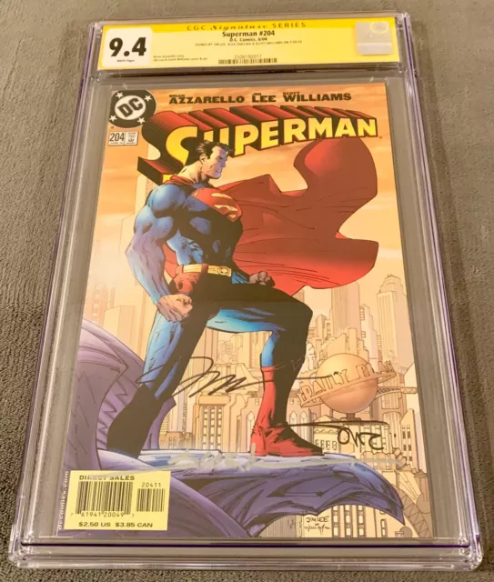 Superman #204 CGC 9.4 SS DC Signed by Jim Lee Alex Sinclair and Scott Williams