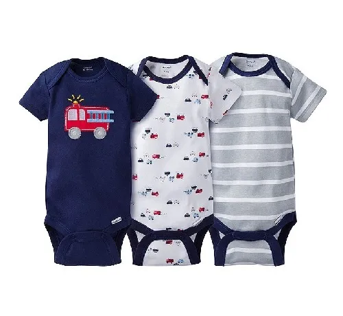 Gerber Baby Boys 3-Piece Rescue Firetruck Onesies Set; BABY CLOTHES SHOWER GIFT