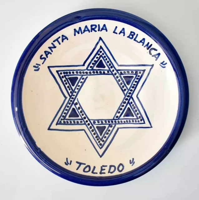 Plato de cerámica pintado a mano Santa María La Blanca, Toledo 16 cm