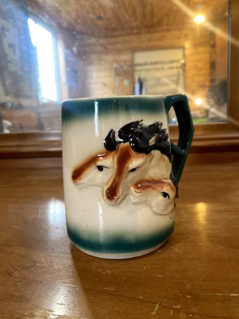 Vintage Embossed Horse Head Mug Made In Japan