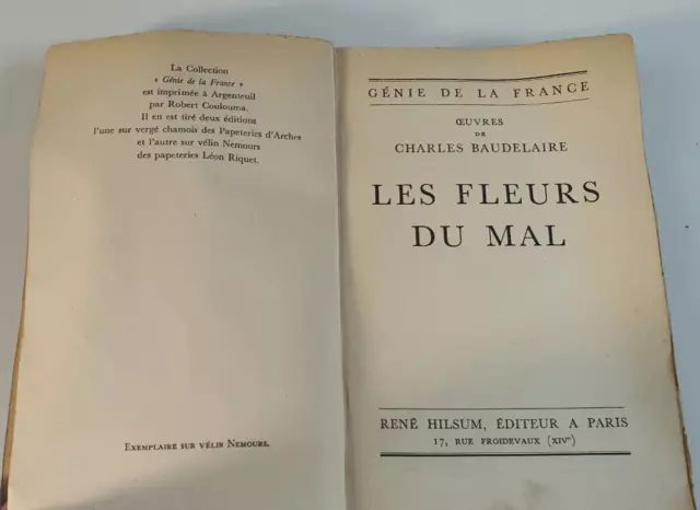 BAUDELAIRE-Oeuvres de Ch. Baudelaire: Les Fleurs du mal-Génie de la France-1931