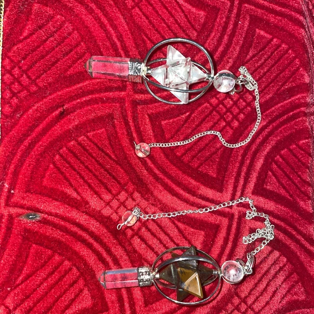 2 PCs Natural Crystal Quartz Merkaba Pendulum Reiki Healing Pendant Divination A