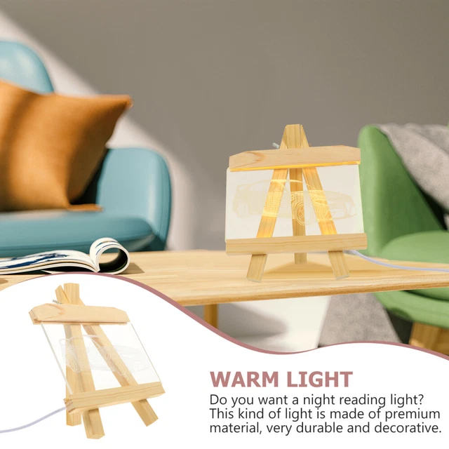 5 COUNT PAINTING Easel Stand Light Mini Lamp Wooden Frame Night Desk