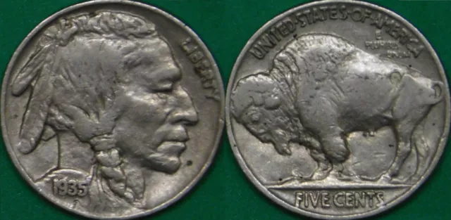 1935 US (P Mint) Buffalo Nickel Grades as Very Fine