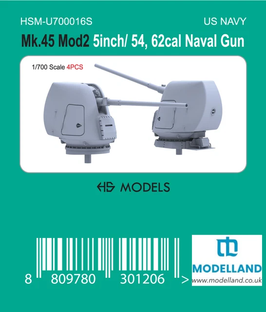 HS MODEL MK45 Mod 2 Naval Gun Set Scale 1/700 US Navy 4pcs HSM-U700016S ...