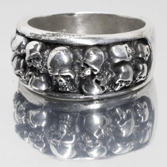 Bague Tête De Mort Homme En Argent Massif 925 - Design 3D - Neuf Avec étiquettes - Style Rock/moto