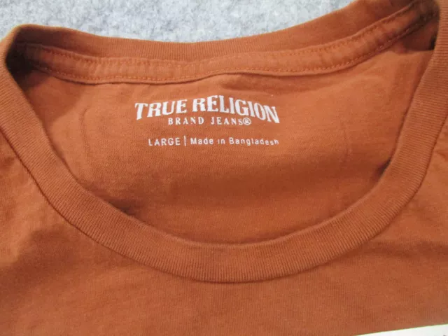 True Religion Shirt Mens Large Orange Graphic Tee Short Sleeve Crew Neck 3