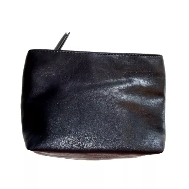 Purse Clutch Pouch Make Up Bag Black Faux Leather Zippered Universal Thread