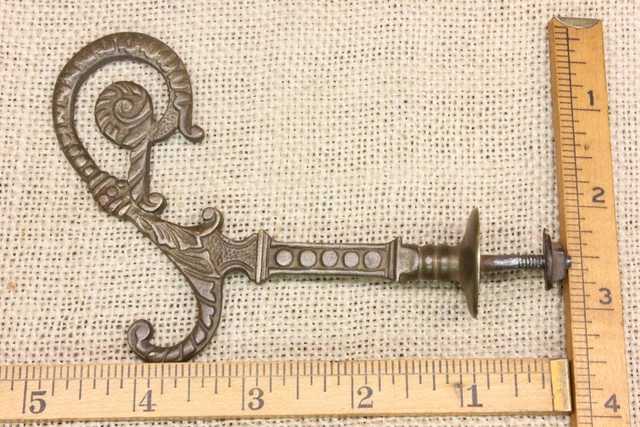 Old Coat Hook Bath Robe Fancy Mirror Cast Brass Leaves Vines 1880’s Mansion 8