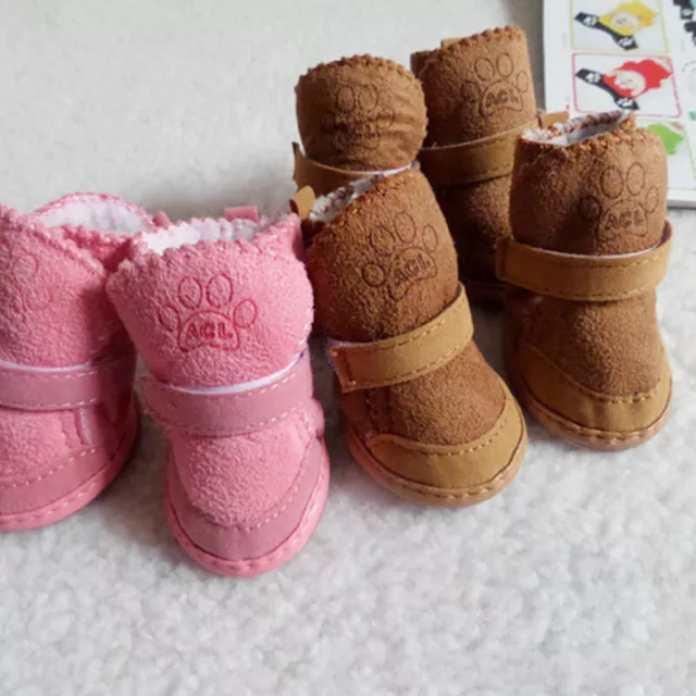 4pcs Warm Winter Pet Dog Boots Puppy Shoes Protective Anti-slip Protective Socks