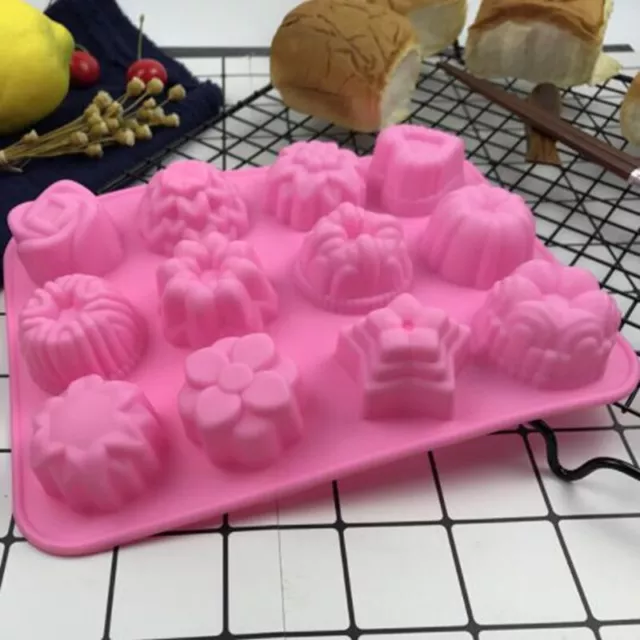 Ice Lattice Cake Candy Mould DIY 12 Cavities Flowers Shape Silicone Soap Mold