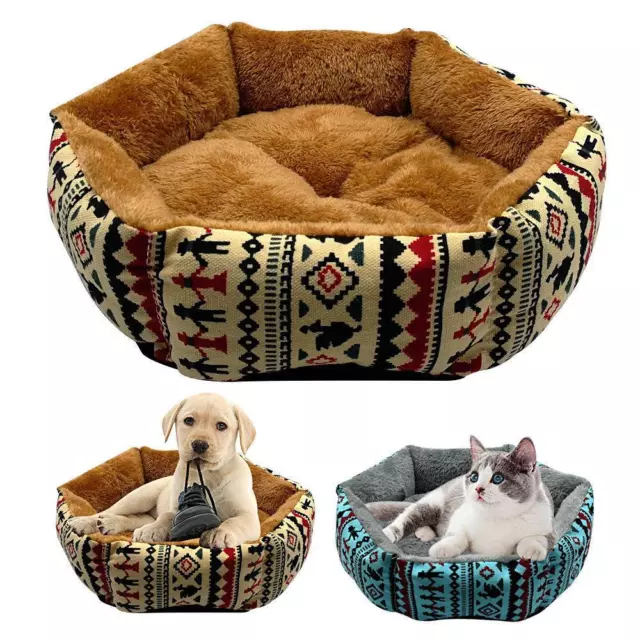 Washable Cat Dog Beds Warm Fleece Pet Basket Puppy Cushion Soft Mattress S M L