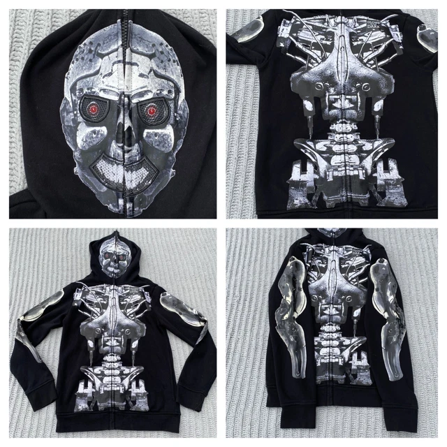 Tony Hawk Skeleton Skull Hooded Sweatshirt Kids M Medium Glow in the Dark