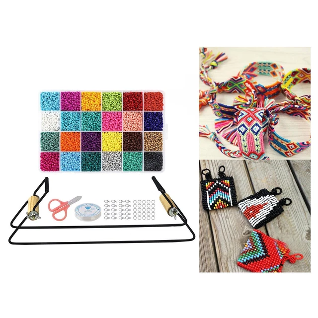 Juego de telar de perlas metálicas, Rocailles, anillos de flexión abiertos, para manualidades, tijeras,