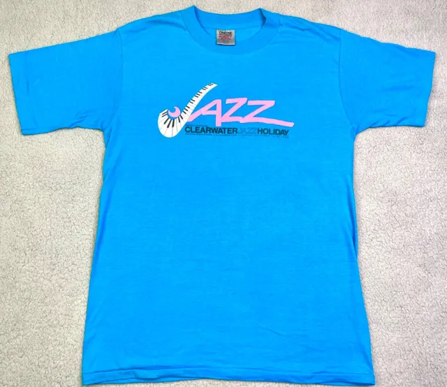 CLEARWATER JAZZ FESTIVAL HOLIDAY SHIRT Vintage 1988 Saxophone Guitar Florida