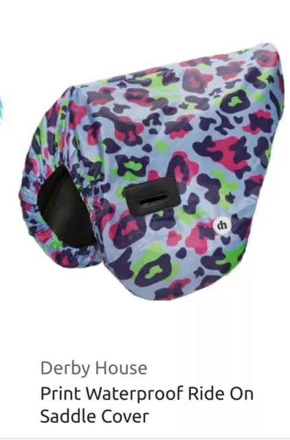 Derby House Waterproof Ride On Saddle + Stirrup Covers - Neon Leopard - One Size