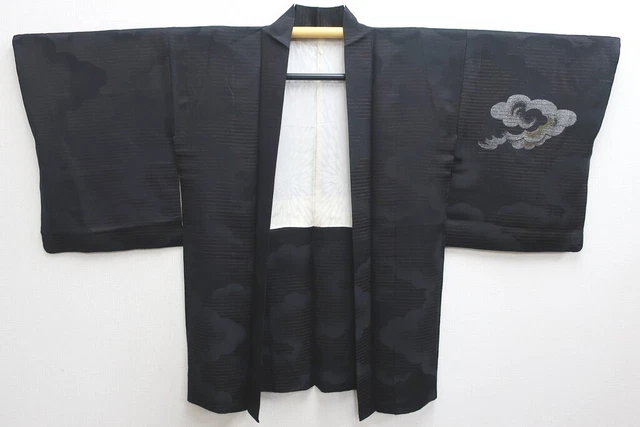 8654H4 Silk Vintage Japanese Kimono Haori Jacket Cloud Urushi 3