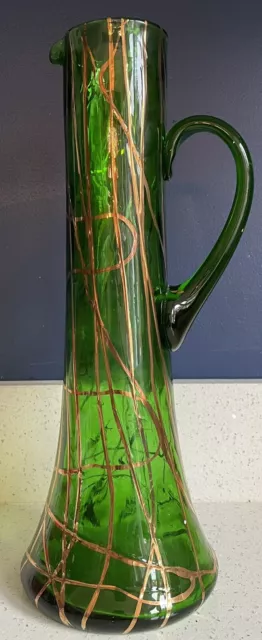 Art Nouveau Pallme-Konig Green Glass Claret Jug Jugendstil Marie Kirschner