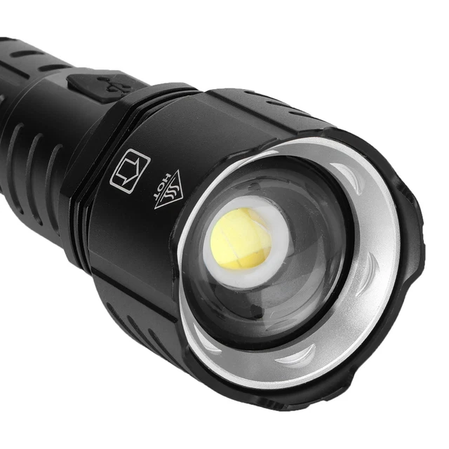 XHP90 Telescopic Zoom Flashlight Waterproof Electric Torch USB Charging New