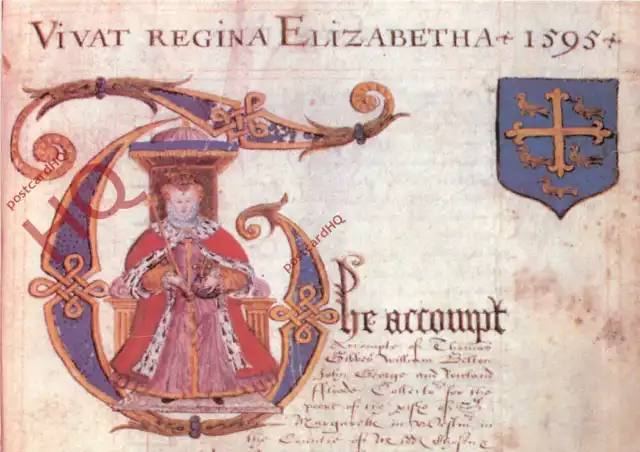 Postcard::QUEEN ELIZABETH I, VIVAT REGINA ELIZABETH 1595, HISTORIC WESTMINSTER