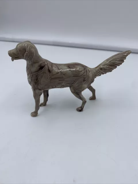 Vintage Hav A Toy Marbled Brown White Irish Setter Dog Rattle Figurine Plastic