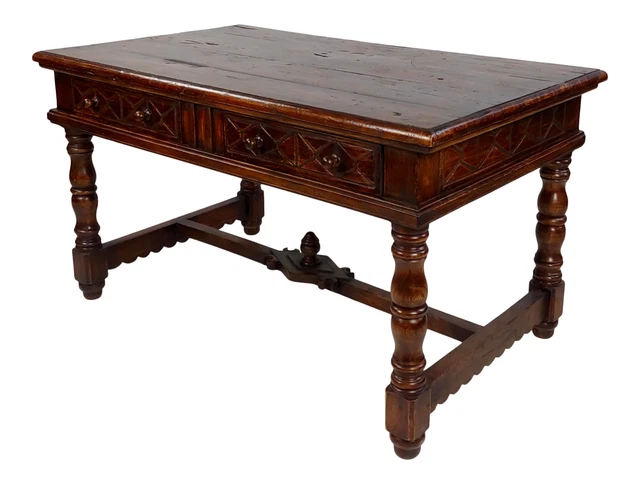 Italienische Renaissance Aufschrift Tisch W/2 Schubladen
