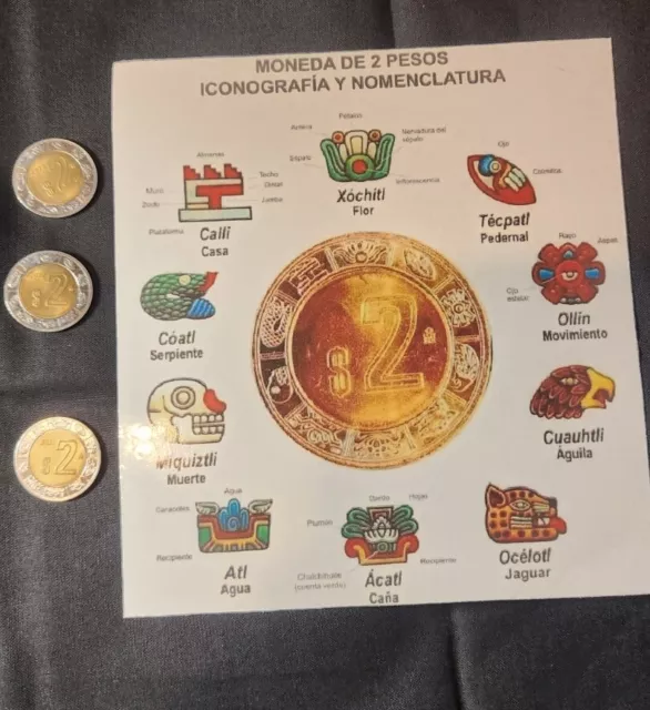 Bimetallic Mexico 2 Pesos 3 Year 3 Coin Lot Circulated World Coins