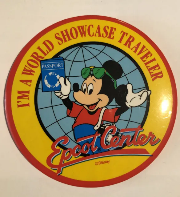 WALT DISNEY EPCOT Center “I’m A World Showcase Traveller” Vintage Badge
