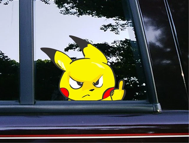 Pikachu Middle PIKACHU MIDDLE FINGER Peeker Peeking Window Vinyl Car Decals Pokemon ...