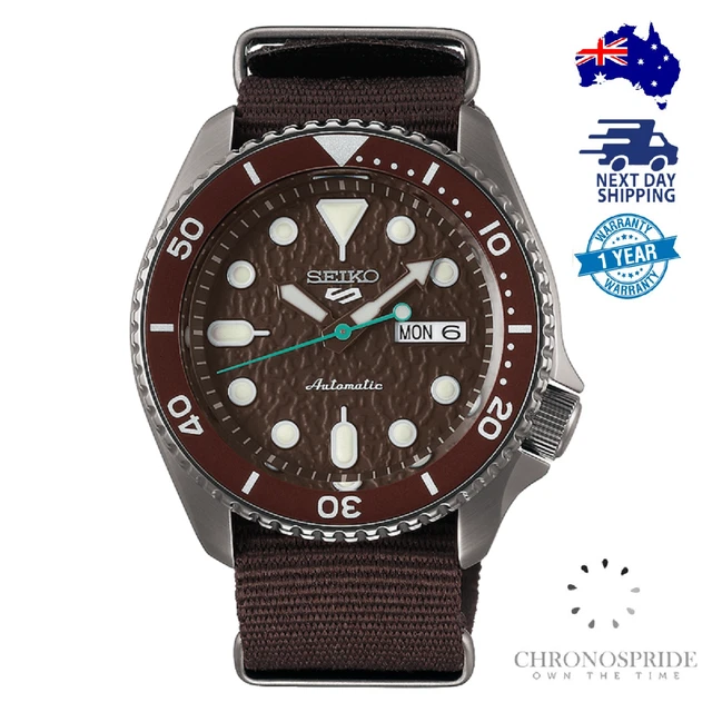 Seiko 5 Sports SRPD85 SRPD85K1 Brown Watch Canvas Mens Strap Automatic