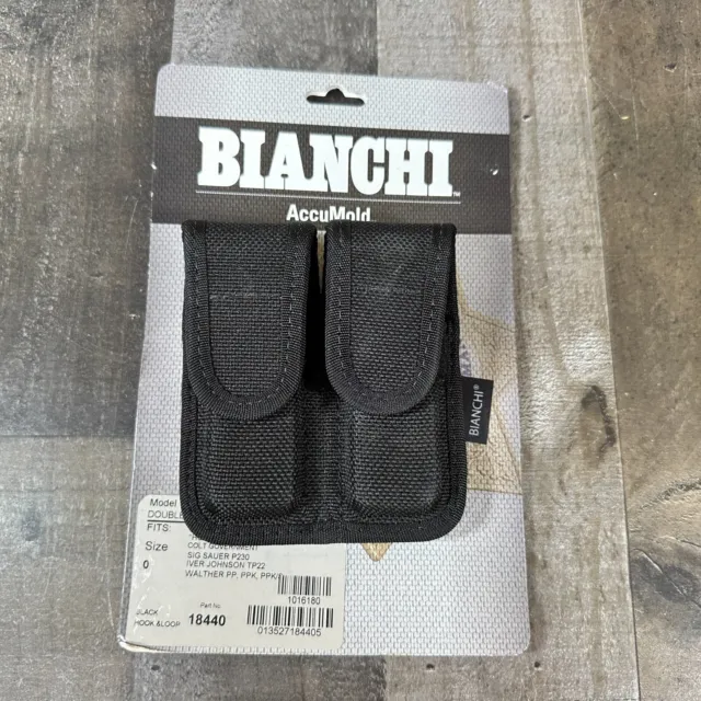 Bianchi Accumold Blk Nylon Double Magazine Pouch Holder Carrier Sz 0 - NO 18440