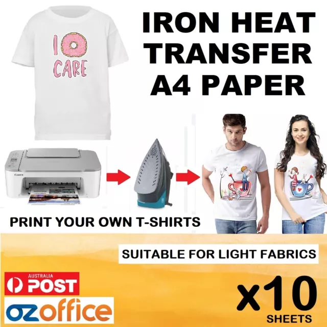 10/20/50 Iron Heat Transfer Paper Cotton T-Shirt Dark/Light Fabrics Inkjet