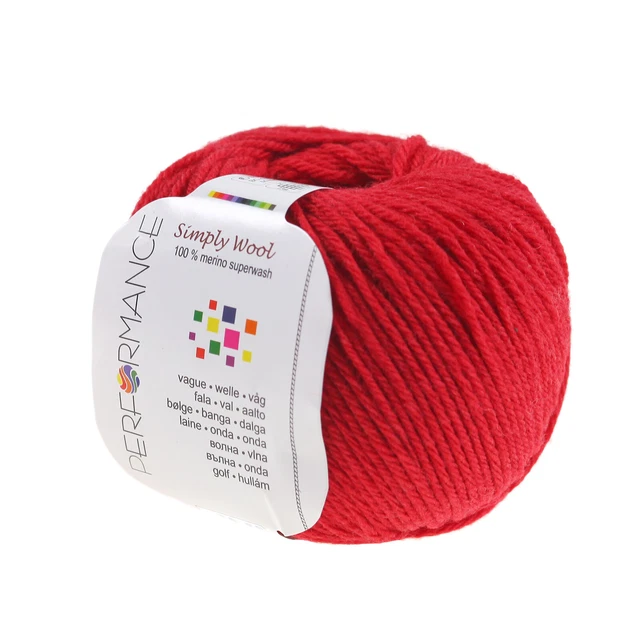 Strickgarn SIMPLY WOOL 50g #9 rot 100% Wolle (Merino), Naturstrickgarn