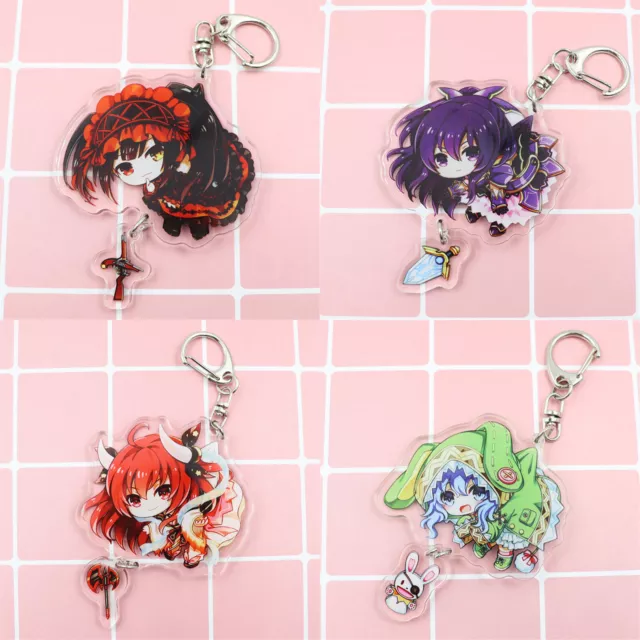 Date a Live Kurumi Tohka Yoshino Arcylic Keychain Key Ring Race Straps Cosplay