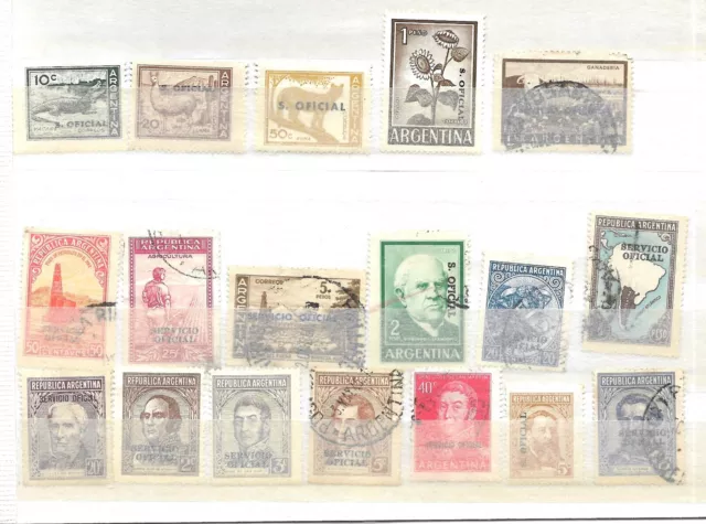 Collection Of 18 Argentina Used & Mint Stamps Overprinted Official