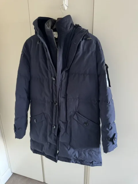 Reiss Men’s Navy Mid Length Coat Parka Small Excellent Condition