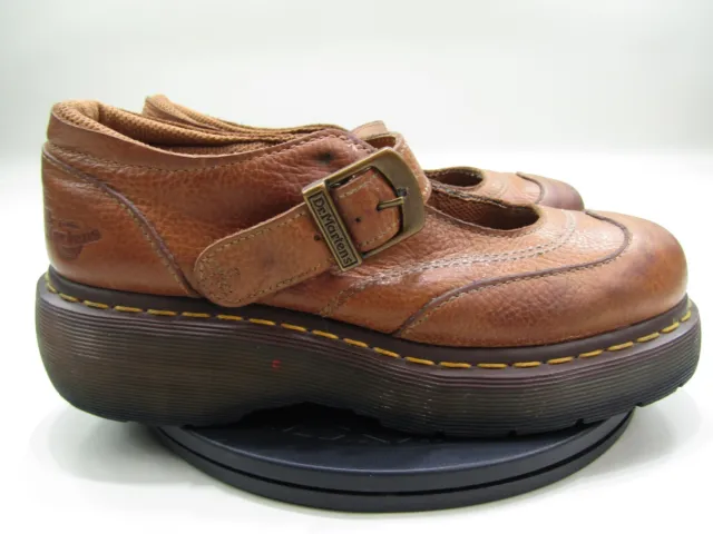 Dr. Martens Sabina Mary Janes Shoes Womens 8 Brown Leather Buckle Doc Chunky