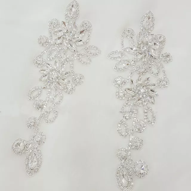 1X Wedding Bridal Applique Crystal DIY Rhinestone Diamante Beaded Trim Motif