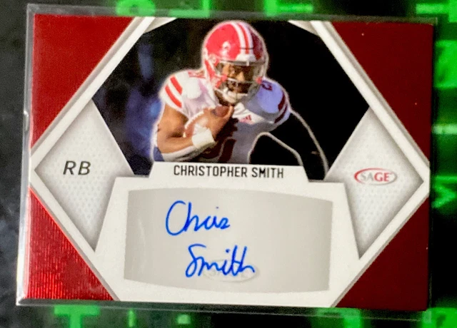 CHRISTOPHER SMITH AUTO RED FOIL  2023 Sage Football Ragin' Cajuns ROOKIE RC
