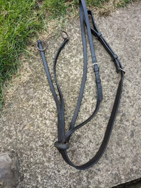 Black Leather Cob Size Running Martingale, Used Condition.