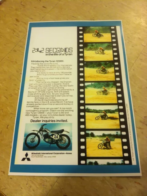 Vintage Tyran Mx125 Dirtbike Poster Advertisement Man Cave Art Christmas Gift
