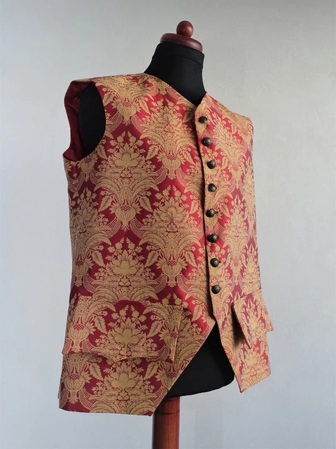 Gilet barocco broccato oro rosso lungo gilet veneziano barocco rococò LARP taglia M-L Gilet barocco broccato oro rosso lungo gilet veneziano barocco rococò LARP taglia M-L