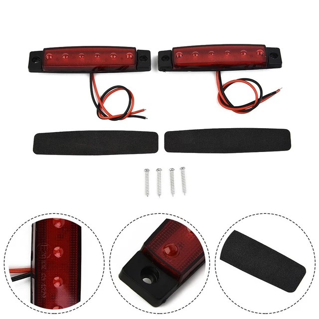 Barre Lumineuse Feu Stop LED 12V - 2 Pièces, Rouge, 12 LEDs - Pour Camion, Remorque, Bus - Universelle 3 Fils - 2