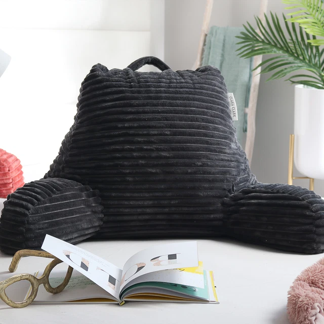 Cut Plush Striped Reading Pillow Shredded Memory Foam Bed Rest Pillow with Arms 9
