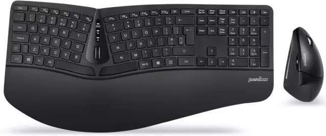 Teclado y mouse inalámbrico vertical dividido ergonómico Perixx Periduo-605 UK QWERTY