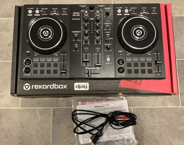 Pioneer DDJ-400 DJ Controller Portable 2-Channel Used with Cable from Japan